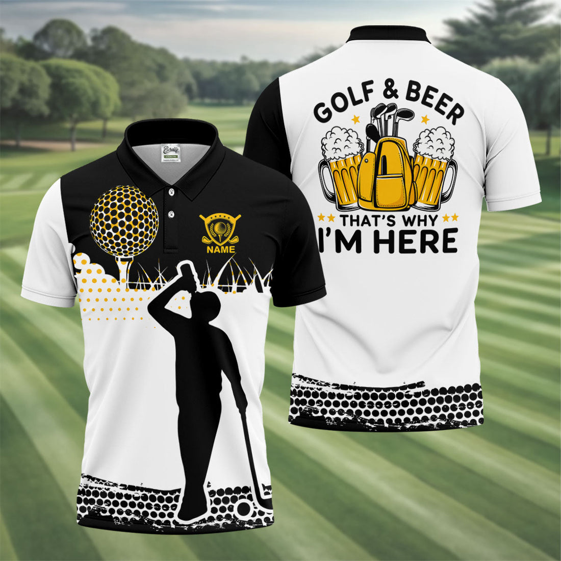 Golf And Beer That's Why I'm Here Hawaiian Golf Shirt, Men's Golf Shirt, Polo Shirts For Men