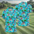 Funny Weightlifting Flamingo Tropical Hawaiian Golf Shirt, Mens Golf Polo, Printed Golf Shirts