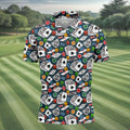 Poker Blackjack Hawaiian Golf Shirt, Playing Card Pattern Men's Golf Shirt, Polo Shirts For Men