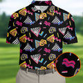 Abstract Geometric Leopard Zebra Animal Stripes 80s 90s Style Golf Tops For Men, Golf Shirts For Men
