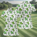 Green Cocktail Splash Pattern Golf Shirt, Ladies Golf Top, Hawaiian Golf Shirt, Women’s Golf Apparel