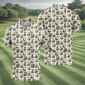 Floral Golf Club Pattern White Hawaiian Golf Shirt, Men's Golf Shirt, Golf Apparel For Men