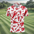 Lobster Pattern Vintage Hawaiian Golf Shirt, Men's Golf Shirt, Polo Shirts For Men