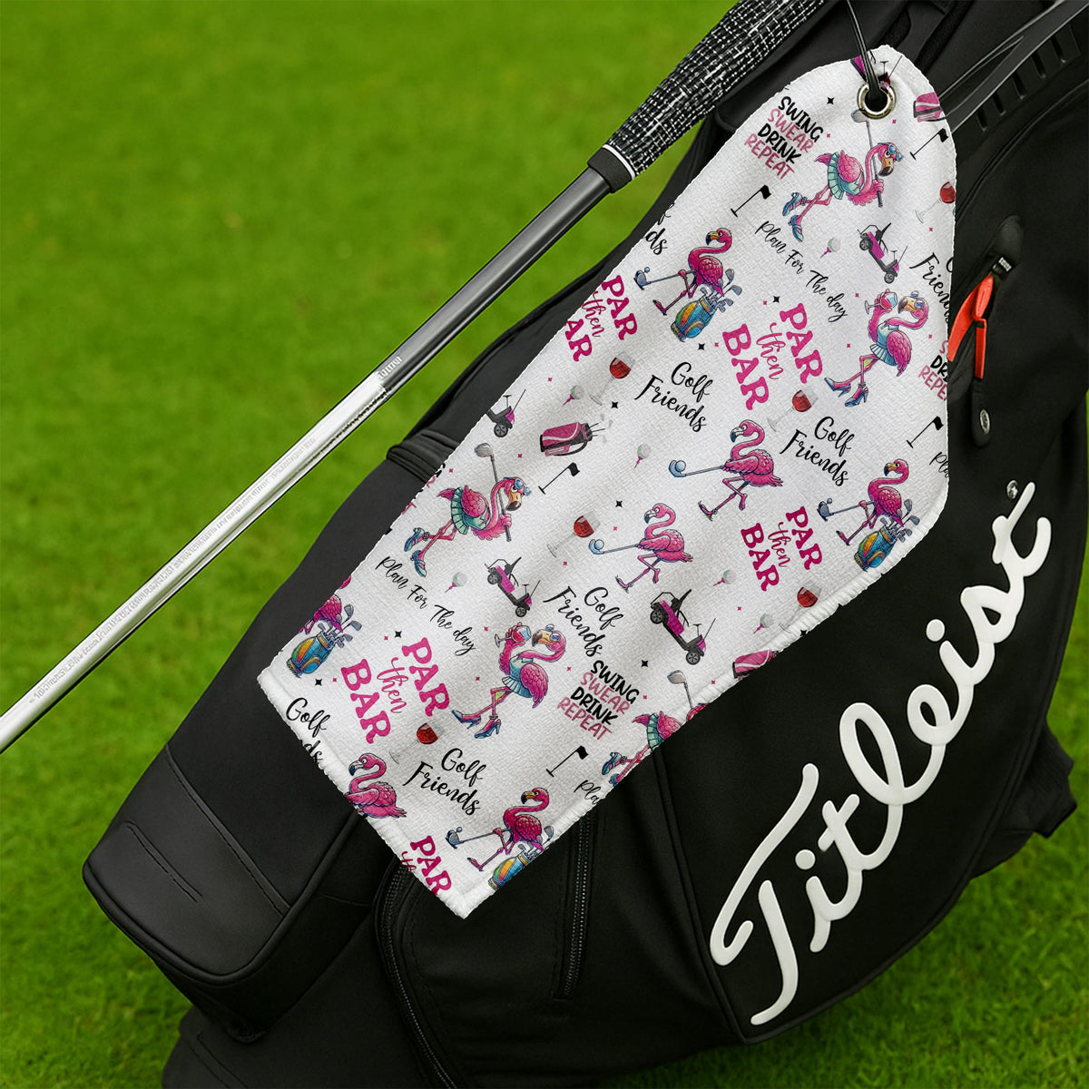 Flamingo Par Then Bar Golf Towel, Golf Rag, Golf Towel Women, Ladies Golf Gift