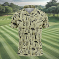 Mushroom Pattern Hand-drawn Art Hawaiian Golf Shirt, Men's Golf Shirt, Polo Shirts For Men