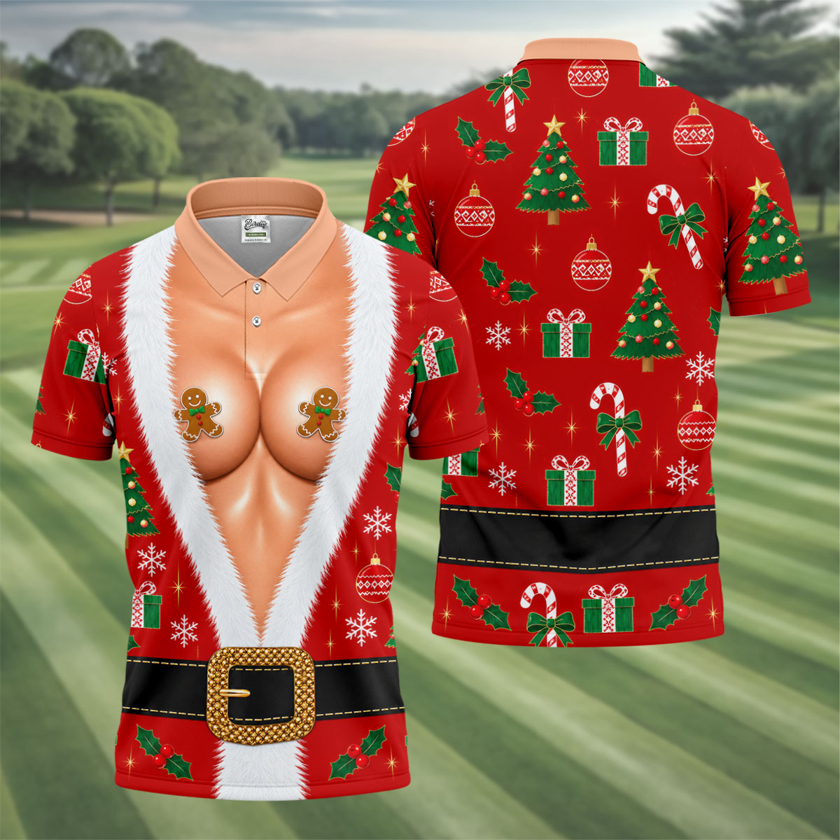 Gingerbread Costume Christmas Golf Shirt, Mens Golf Shirts, Polo Shirts For Men