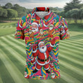 Funny Tropical Santa Christmas Polo Shirt, Mens Golf Polo, Christmas Shirts For Men