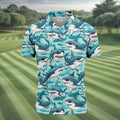 Animated Shark Hawaiian Golf Shirt, Men's Funny Golf Shirts, Golf Shirts For Men