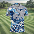 Japanese Wave Cat Hawaiian Golf Shirt, Golf Shirts For Men, Mens Golf Apparel