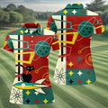 Geometric Abstraction Atomic Cat Hawaiian Golf Shirt, Retro Golf Shirt, Women's Golf Tops