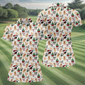 Christmas Sweets Pattern Women Golf Top, Cartoon Print Ladies Golf Polos, Christmas Golf Shirt, Golfing Apparel