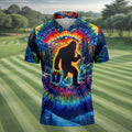 Tie Dye Bigfoot Fishing Forest Golf Shirt, Mens Golf Apparel, Printed Golf Shirts
