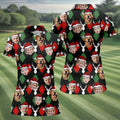 Custom Face Red And Green Argyle Pattern Christmas Women's Golf Tops, Ladies Golf Shirts, Christmas Golf Gift