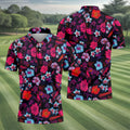 Colorful Hibiscus Tropical Floral Hawaiian Golf Shirt, Summer Vibe Golf Shirts For Men
