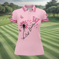 Just Breathe Butterfly Pink Ribbon Breast Cancer Polo Shirt, Golf Polo For Women