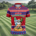 Tropical Santa Mele Kalikimaka Christmas Golf Shirt, Men's Golf Shirt, Hawaiian Golf Shirt, Printed Golf Shirts