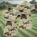 Personalized Pickup Truck Golf Shirt, Southwestern Desert Cactus Pattern, Golf Shirt For Women