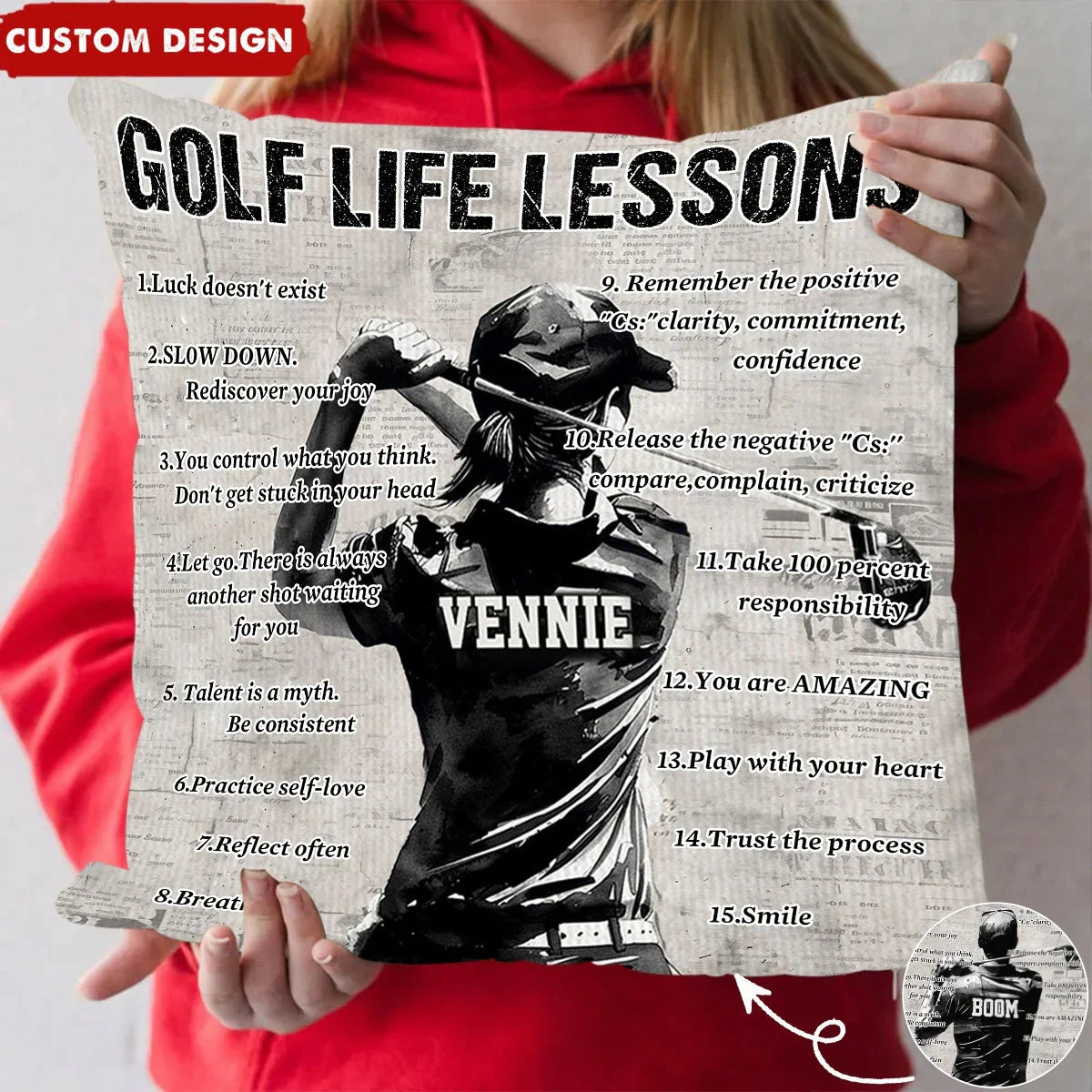 Golf Life Lessons Pillow, Golf Decor, Sports Themed Bedroom Decor