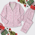 Funny Breast Cancer Pajama Set Long Sleeve, Pink Pajama Set, Breast Cancer Awareness Pajama