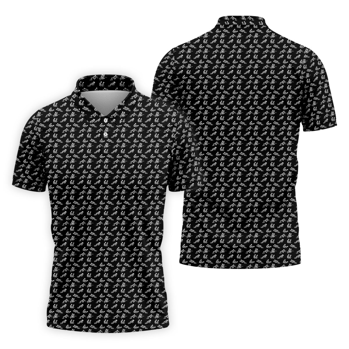 Funny Skeleton Golf Polo Shirt, Funny Position Golf Shirt, Dad Golf Shirt, Christmas Golf Gift