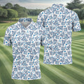 Funny Blue Rose Floral Pattern Men's Golf Shirt, Dirty Humor Polo Shirts For Men, Printed Golf Shirts
