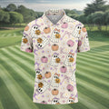 Halloween Seamless Pattern Cute Golf Shirt, Retro Halloween Polo Shirts For Men, Golfing Apparel