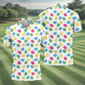 Colorful Easter Eggs White Golf Shirt, Cute Golf Outfit, Polo Shirts For Men, Golf Shirts For Men