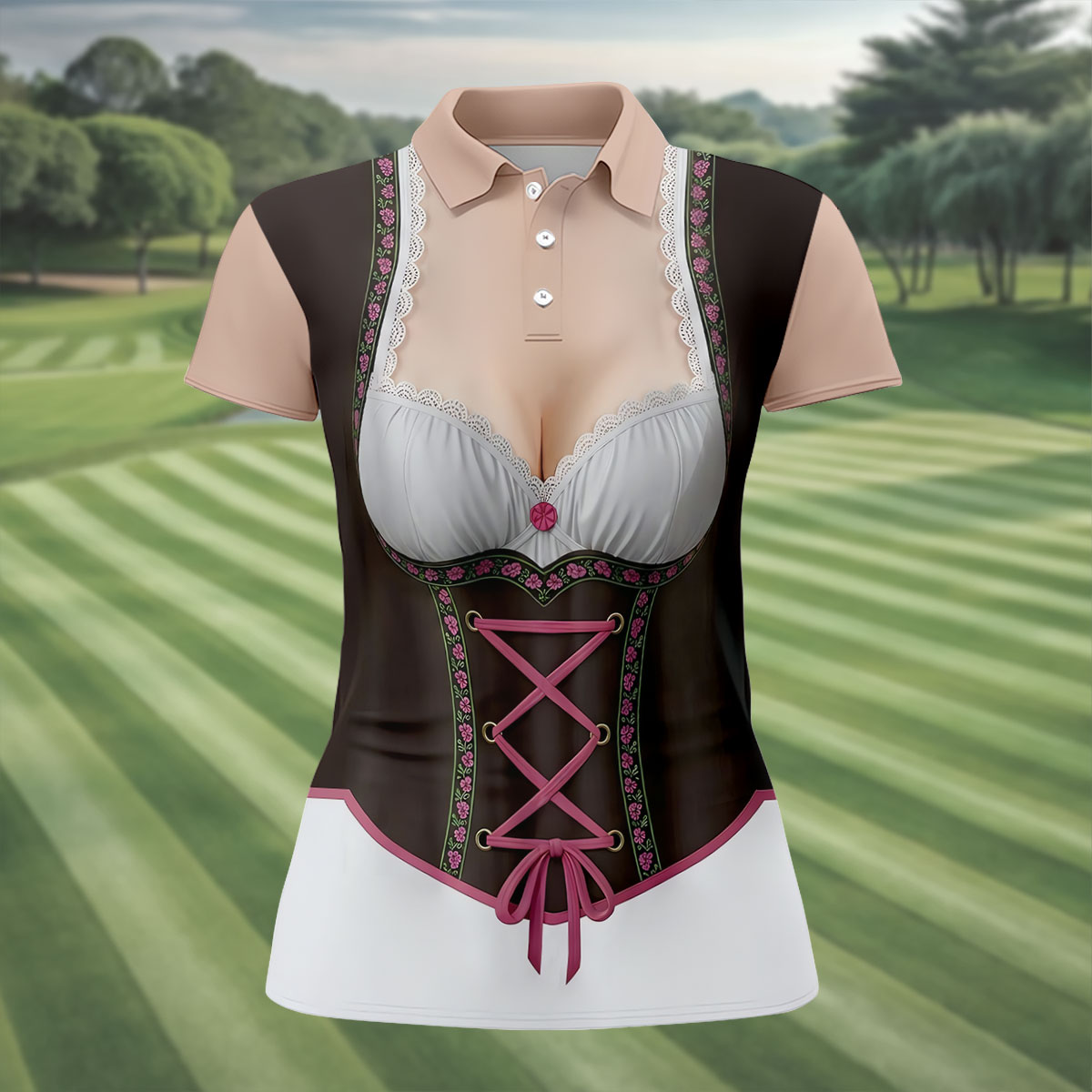 Funny Oktoberfest Costume Lederhosen Polo Shirt, Womens Golf Polo, Golf Shirts For Women