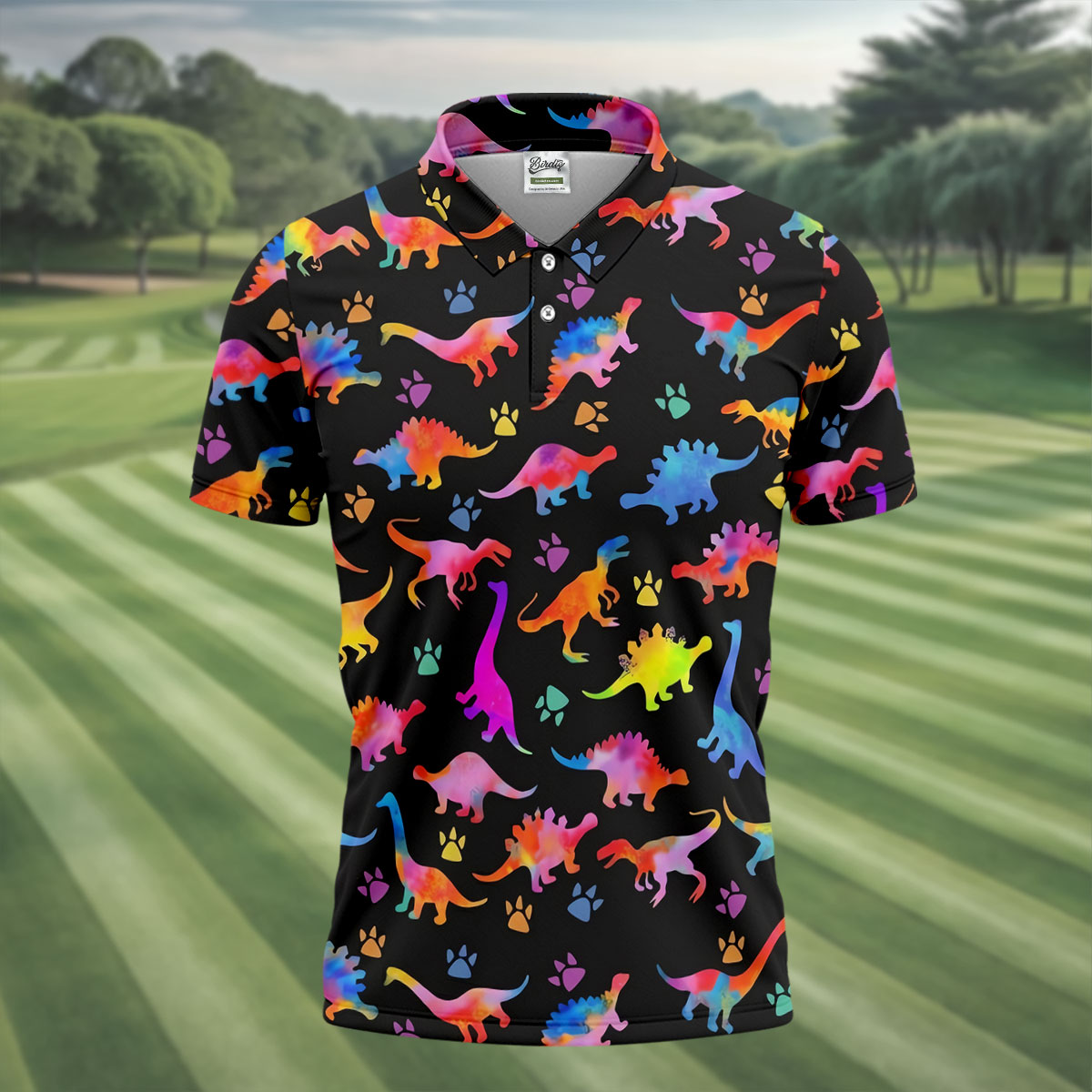 Dinosaur Lover Colorful Golf Shirt, Men’s Golf Shirt, Golf Polo Shirts For Men