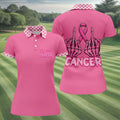 Pink F Cancer Skeleton Middle Finger Breast Cancer Polo Shirt, Ladies Golf Tops, Women’s Golf Polo