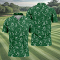 Stick Figure Golf Pose Shamrock Golf Shirt, St Patrick's Day Golf Tops For Men, Polo Shirts For Men