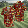 Men's Tropical Santa Surf Shack Golf Shirt, Christmas Golf Shirt, Golf Apparel For Men