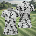 Vintage Golfing Dogs Pattern Golf Polo Shirt, Women’s Golf Polo, Golf Tops For Women