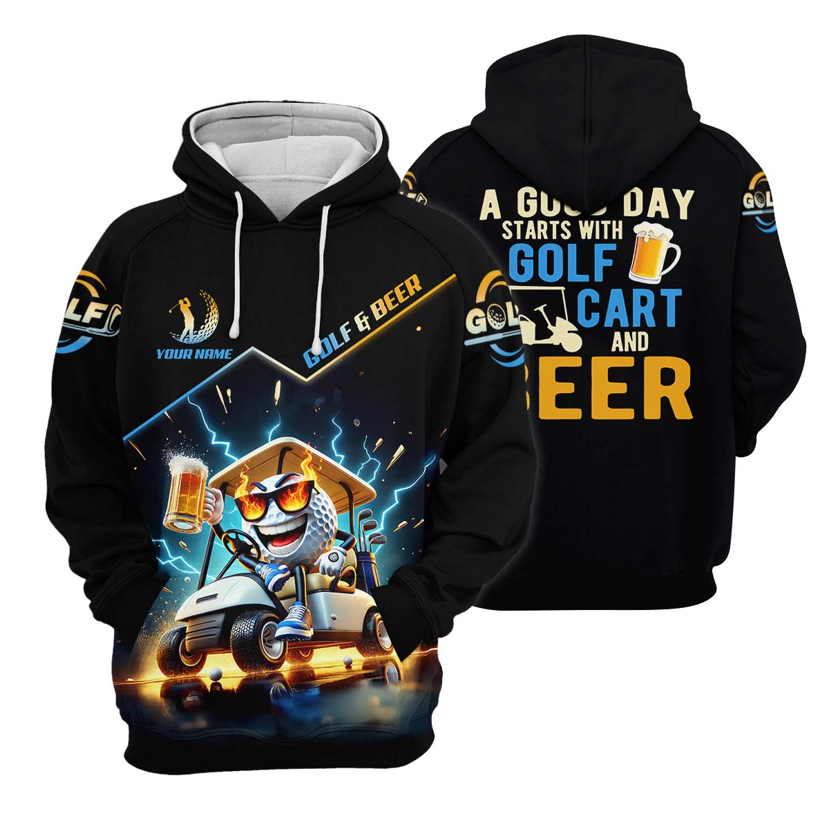 A Good Day Starts With Golf Cart & Beer Custom Golf Polo Shirt, Funny Golf Shirt, Men Golf Gift