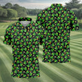 St Patrick's Day Beer Golf Ball Pattern Shamrock Golf Shirt, Polo Shirts For Men, Golf Shirts For Men