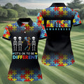 It's Ok To Be Different Women Polo Shirt, Autism Awareness Puzzle Pattern Black Fade Golf Shirts For Women, Autism Golf Shirt