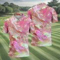 Pastel Gradient Feather Hawaiian Golf Shirt, Golf Tops For Men, Golf Shirts For Men
