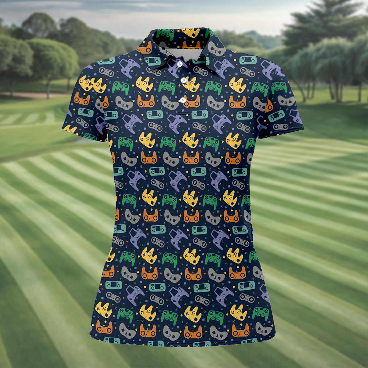 Video Game Controller Hawaiian Golf Shirt, Women's Golf Tops, Ladies Golf Shirts