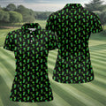 Neon Green Cocktails Three Leaf Clover St Patrick's Day Golf Shirt, Women's Golf Tops, Ladies Golf Shirts