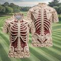Knitted Skeleton Sequin Halloween Polo Shirt, Mens Golf Polo, Golf Apparel For Men