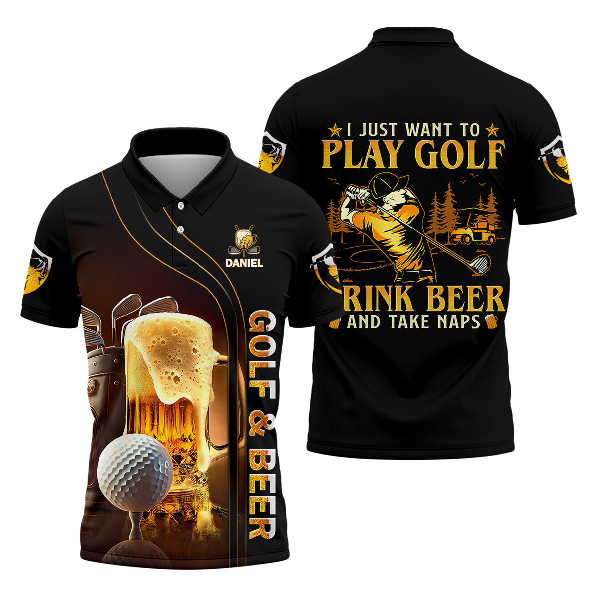 I Just Wanna Play Golf And Drink Beer Custom Golf Polo Shirt, Mens Golf Gift, Golf Lover Gift