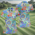 Colorful Boho Paisley Floral Pattern Golf Polo, Women's Golf Tops, Printed Golf Shirt