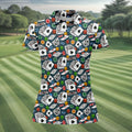 Poker Blackjack Hawaiian Golf Shirt, Playing Card Pattern Women's Golf Tops, Ladies Golf Shirts