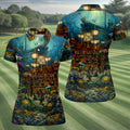 Pirate Life Tiki Pattern Hawaiian Golf Shirt, Women's Golf Tops, Ladies Golf Shirts