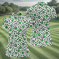 Lucky Four Leaf Clover Leopard Pattern St Patrick's Day Golf Shirt, Women's Golf Tops, Ladies Golf Shirts