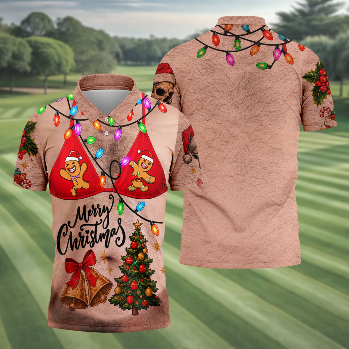 Merry Gingerbread Bra Christmas Golf Shirt, Mens Golf Shirts, Polo Shirts For Men