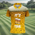 It's Time Golf And Beer Men's Funny Golf Shirts, Hawaiian Golf Shirt, Polo Shirts For Men