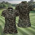 Rhodesian Tiger Stripe Camo Hawaiian Golf Shirt, Women's Golf Tops, Ladies Golf Shirts