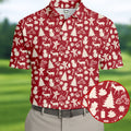 Gingerbread Man Christmas Pine Tree Candy Canes Red And White Polo Shirts For Men, Christmas Golf Shirt