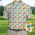 Autism Awareness Jigsaw Puzzle Pieces Rainbow Paint Splatter Men's Golf Shirt, Polo Shirts For Men